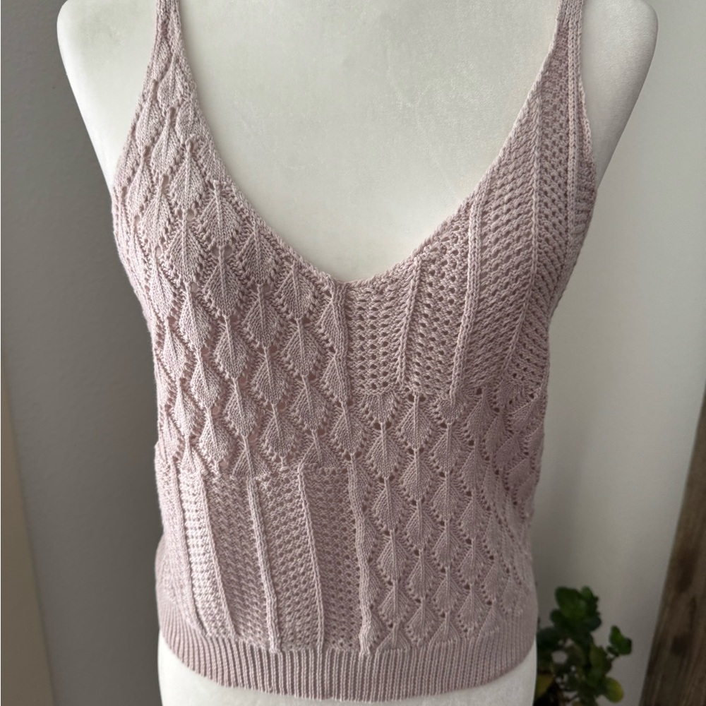 Pink Cropped Ribbed Tank Top - Picture 3 of 5